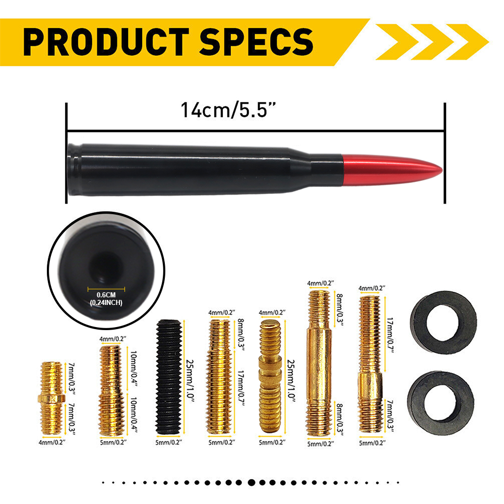 5.5 Inch Bullet Antenna Mast Power Style Exterior Decor For 1996-2023 Ford F150 F250 Super Duty