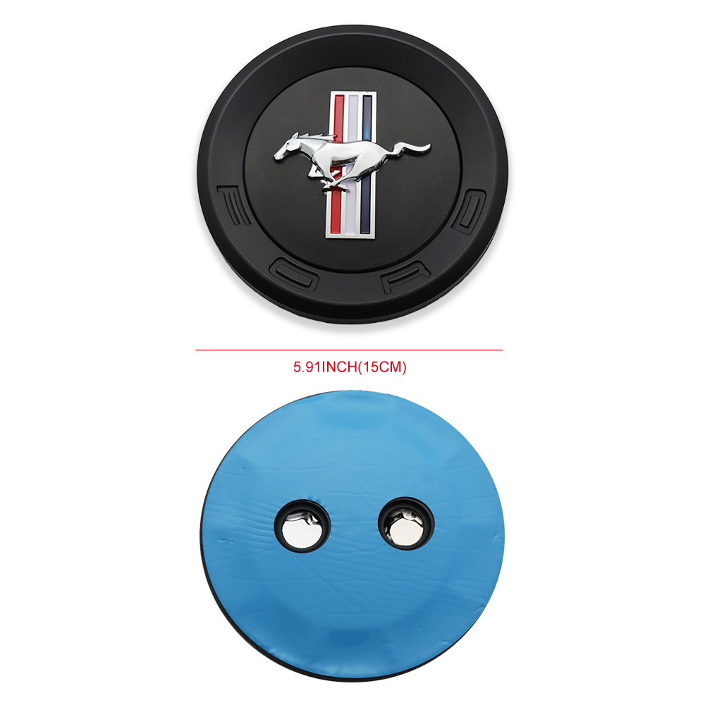 Universal Mustang Round Badge Black 5.9"/15cm Adhesive Badge Ford