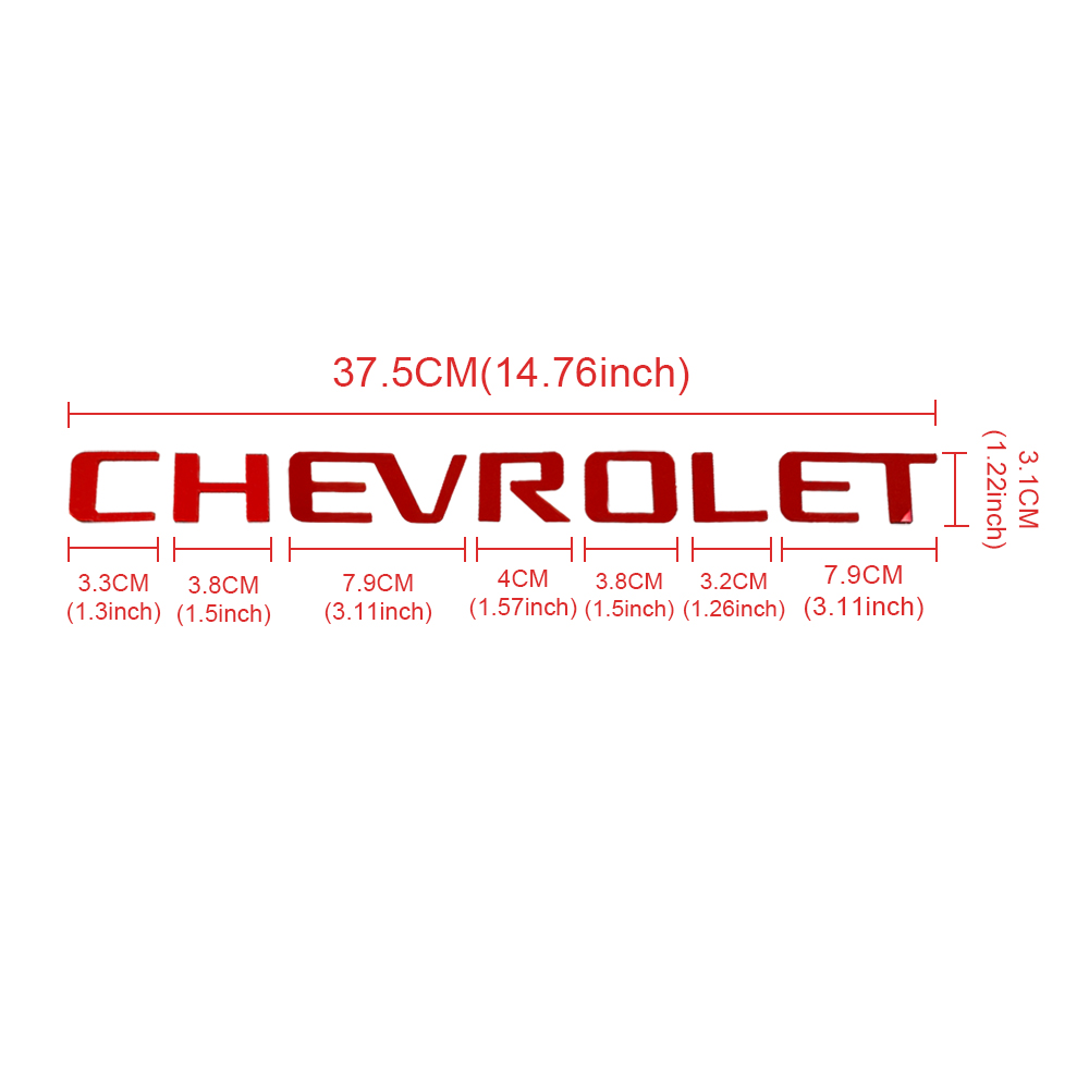 2Pcs 2014-2018 Silverado 1500 ABS Plastic Bed Rail Insert Letters Gloss Red Chevrolet