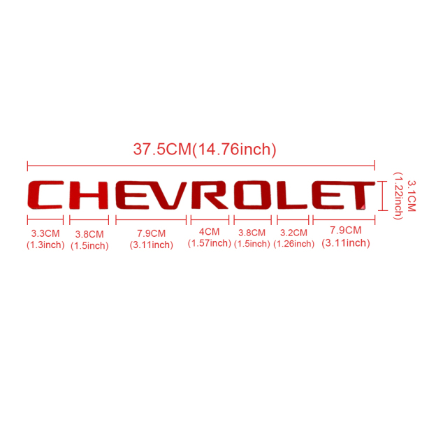 2Pcs 2014-2018 Silverado 1500 ABS Plastic Bed Rail Insert Letters Gloss Red Chevrolet