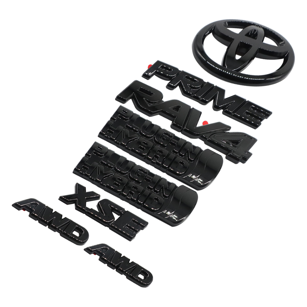 8pcs 2021-2024 RAV4 Prime XSE AWD Emblem Overlay Gloss Blackout Toyota