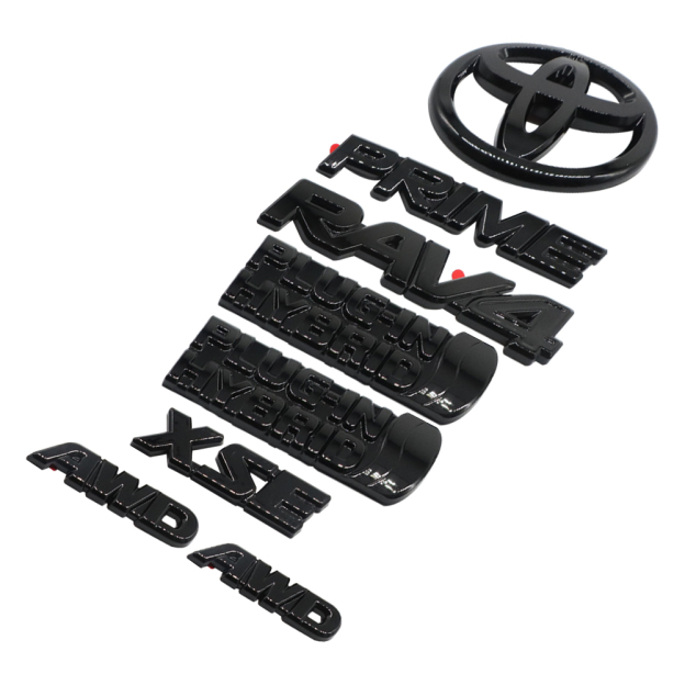 8pcs 2021-2024 RAV4 Prime XSE AWD Emblem Overlay Gloss Blackout Toyota