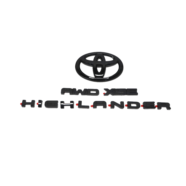 4pcs 2021-2025 Highlander XSE AWD Plastic Rear Tailgate Overlay Emblem Glossy Black Toyota PT948-48200-02
