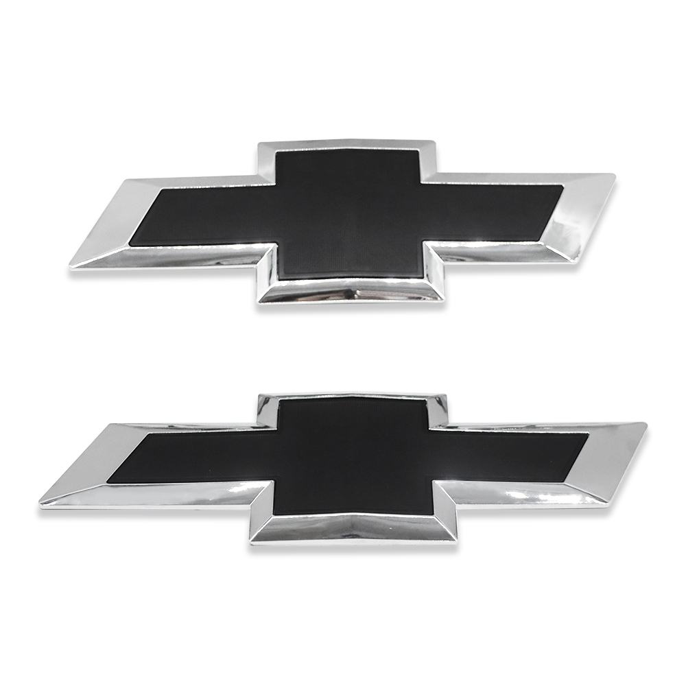 2015-2019 Silveado 1500 2500HD 3500HD ABS Plastic Front Grille Rear Bowtie Emblem Gloss Black Chevrolet 23303574 22786435