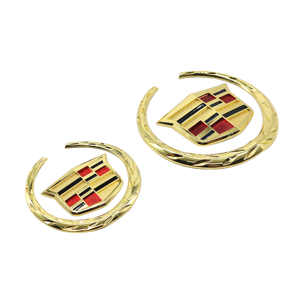 2Pcs Escalade SRX CTS CT6 ATS DTS Plastic Front Grille Rear Emblem Gold Cadillac 6.1in
