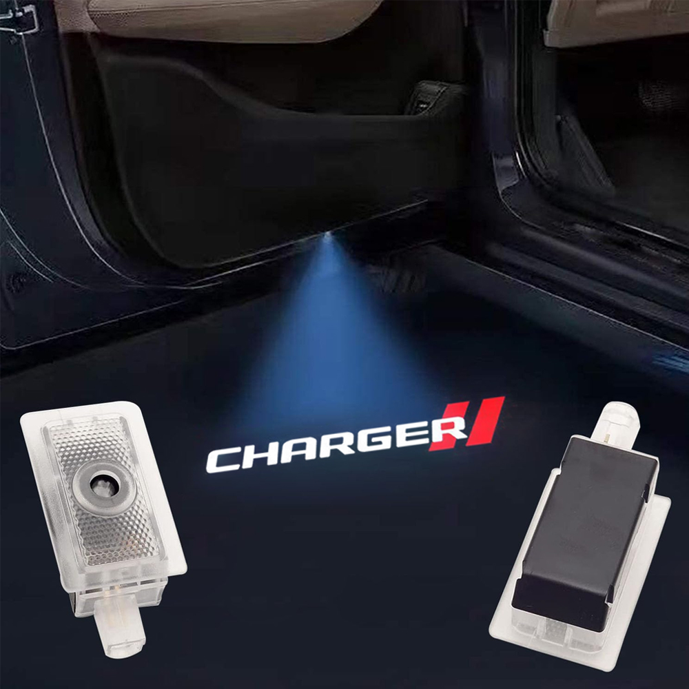 2pcs For 2006-2023 Charger // Car LED Door Projector Puddle Lights HD Lamps White Red Dodge 