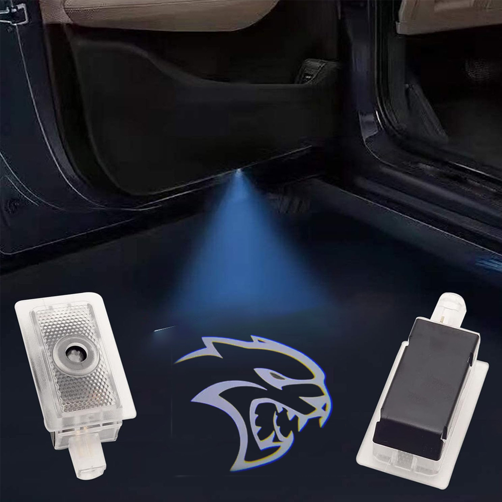 2pcs For 2006-2023 Charger Hellcat HD Car LED Door Courtesy Puddle projector Light White Dodge 