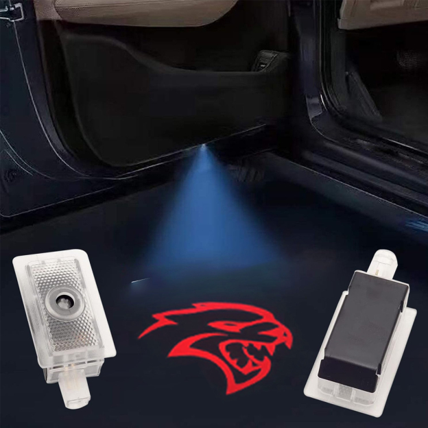 2pcs For 2006-2023 Charger Hellcat HD Car LED Door Courtesy Puddle projector Light Red Dodge 