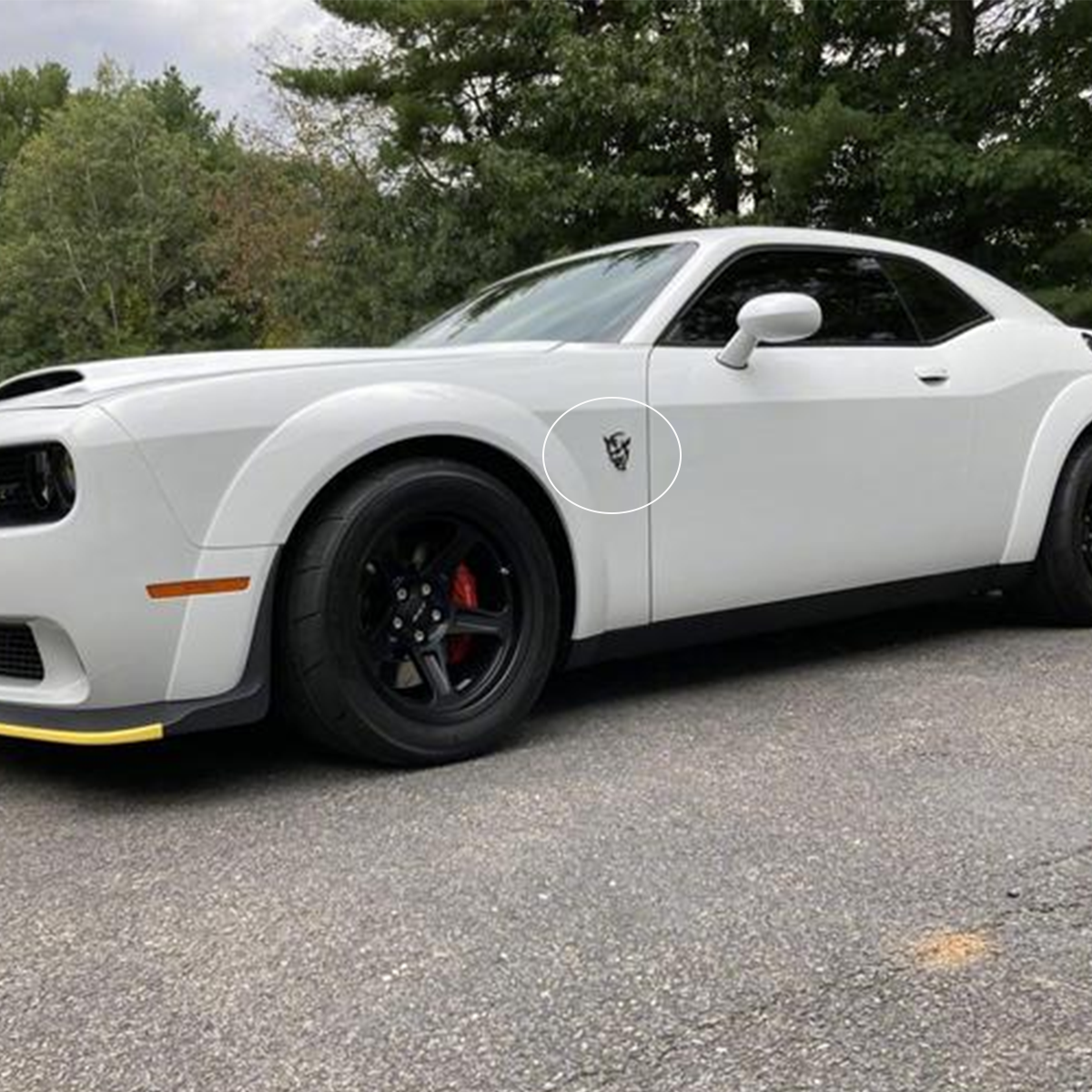 2Pcs SRT Charger Challenger Durango Metal Matte Black Dodge 6TA27SXHAA Hellcat Side Fender Devil Cat Badge