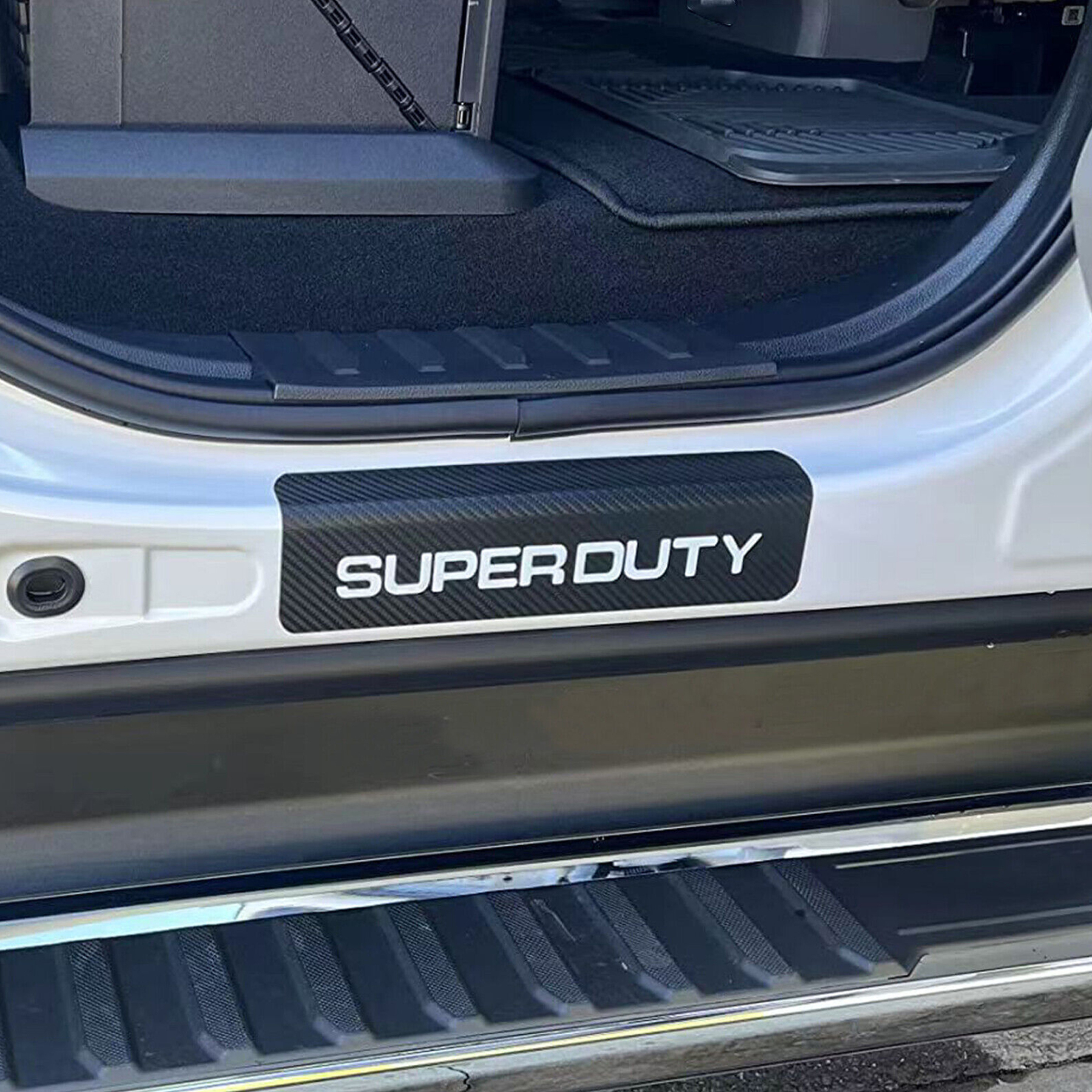 4Pcs F-250 F-350 F-150 F-550 Super-Duty Carbon Fiber Door Sill Scuff Covers Protector Black White Ford Sticker Set