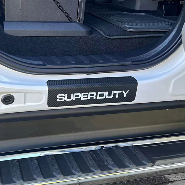 4Pcs F-250 F-350 F-150 F-550 Super-Duty Carbon Fiber Door Sill Scuff Covers Protector Black White Ford Sticker Set