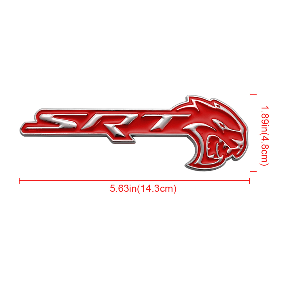 2018-2026 Charger Durango Hellcat SRT Metal Front Grille Badge Red Chrome Dodge Decal Nameplate