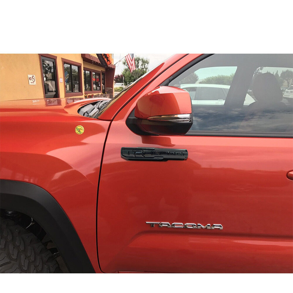 2PCS Tundra Tacoma 4Runner Plastic TRD SPORT Fender Side Emblem Sticker Matte Black Toyota