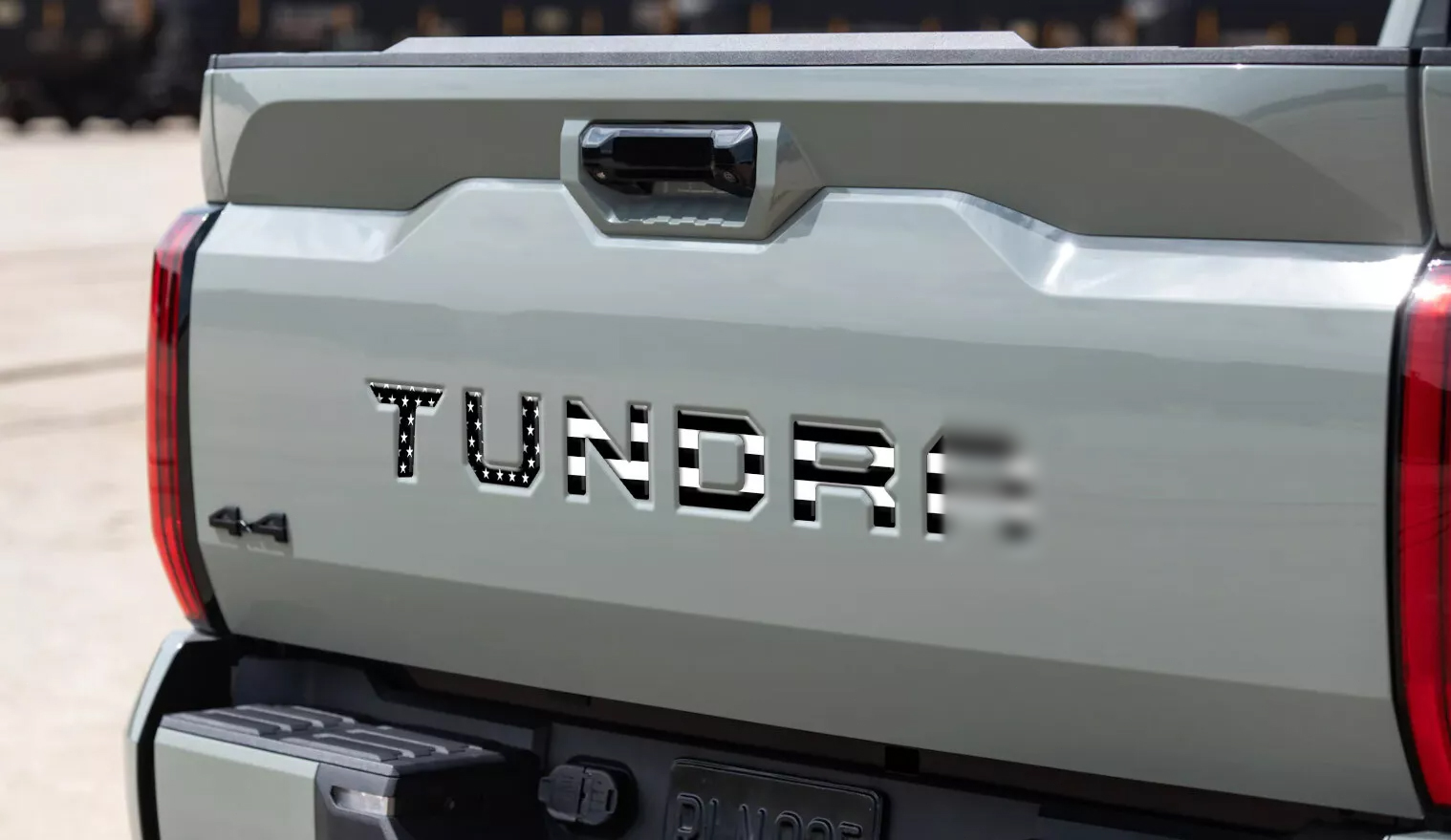 1Pc 2022-2026 Tundra Acylic Rear Trunk Tailgate Letters Black USA Flag Toyota