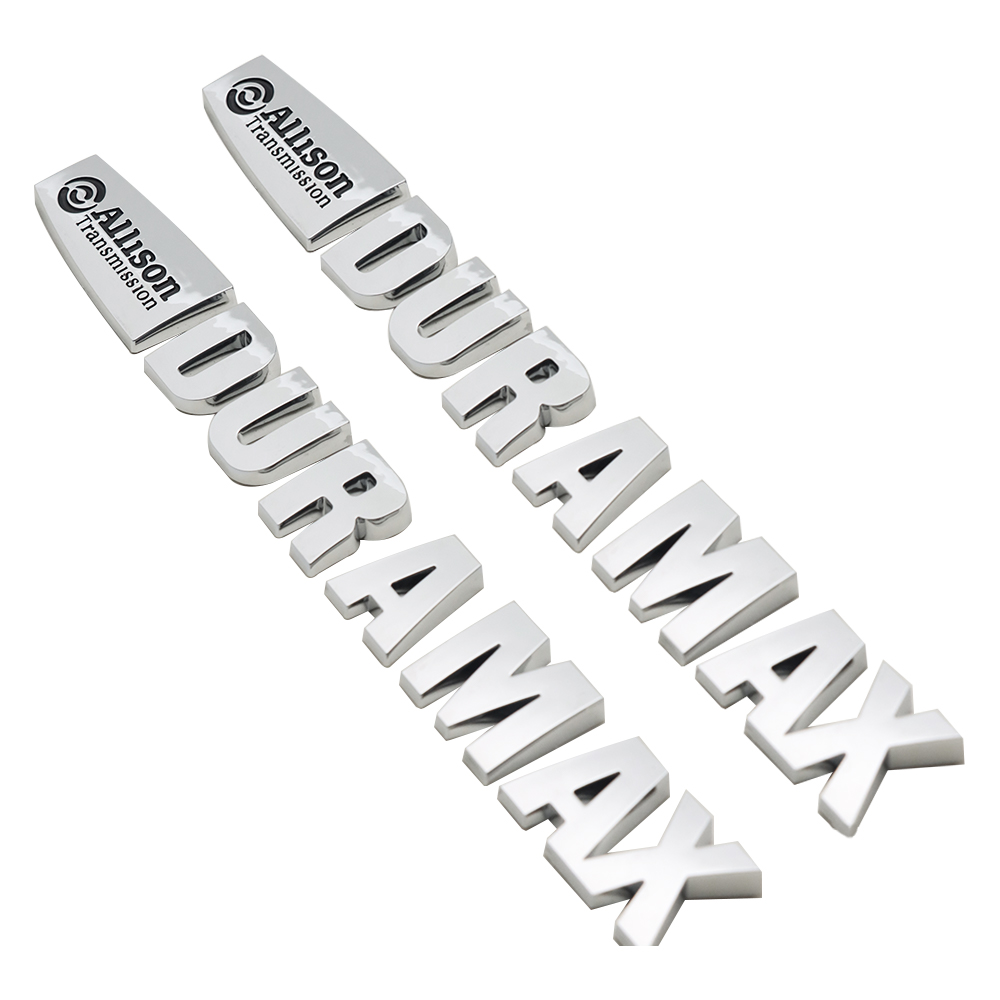 2Pc 2015-2020 Silverado Plastic Allison Duramax Letter Gloss Silver Chevrolet 22812931