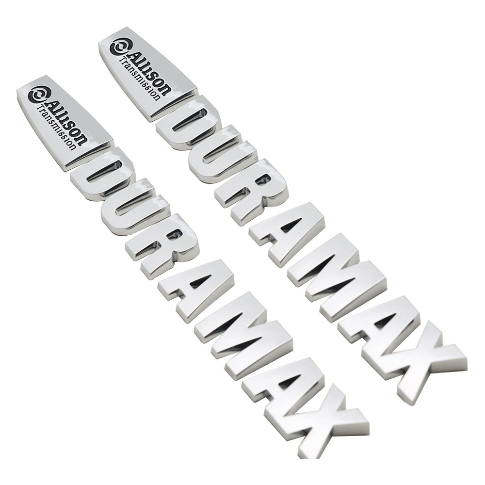 2Pc 2015-2020 Silverado Plastic Allison Duramax Letter Gloss Silver Chevrolet 22812931