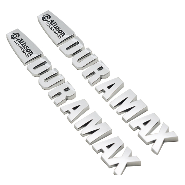 2Pc 2015-2020 Silverado Plastic Allison Duramax Letter Gloss Silver Chevrolet 22812931