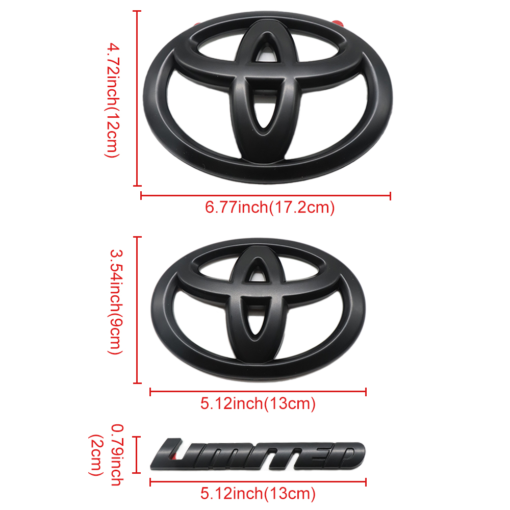 4pcs 2008-2021 Sequoia Limited Plastic Front Grille Rear Tailgate Overlay Emblem Matte Black Toyota 75311-0C030