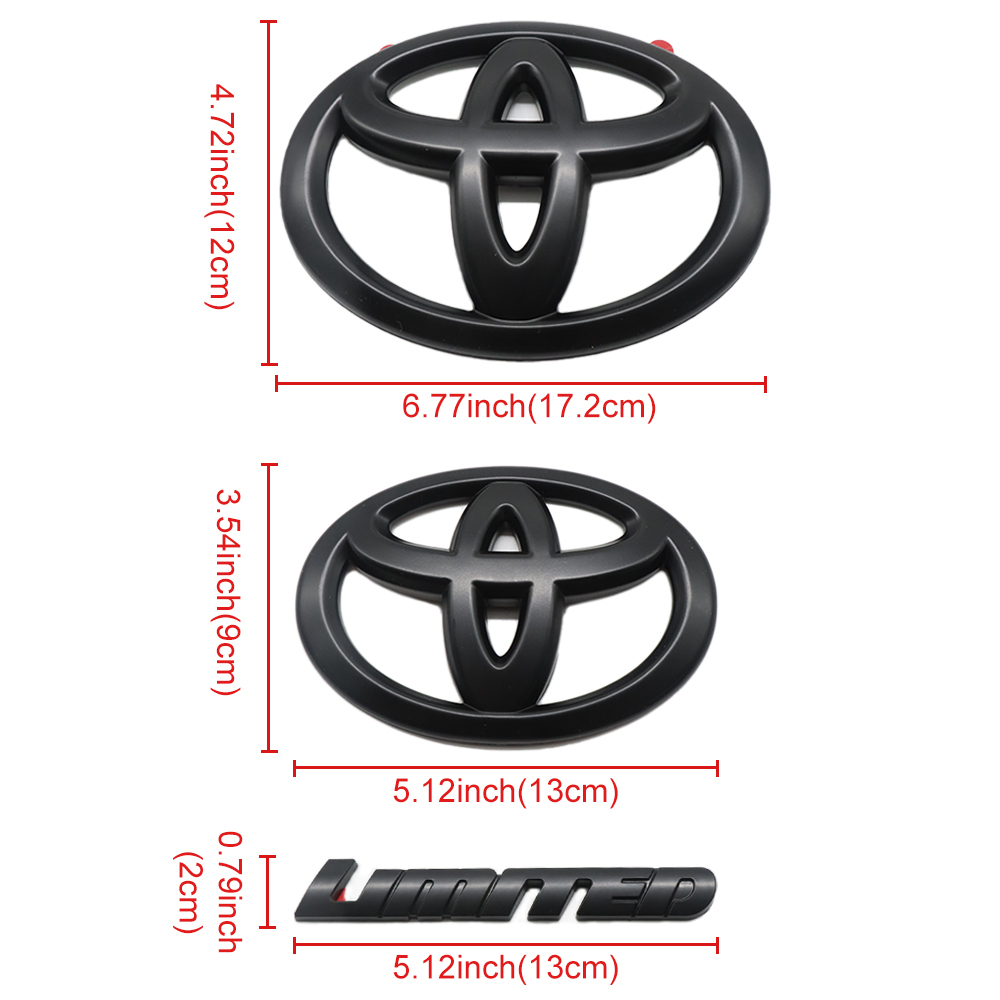 4pcs 2008-2021 Sequoia Limited Plastic Front Grille Rear Tailgate Overlay Emblem Matte Black Toyota 75311-0C030