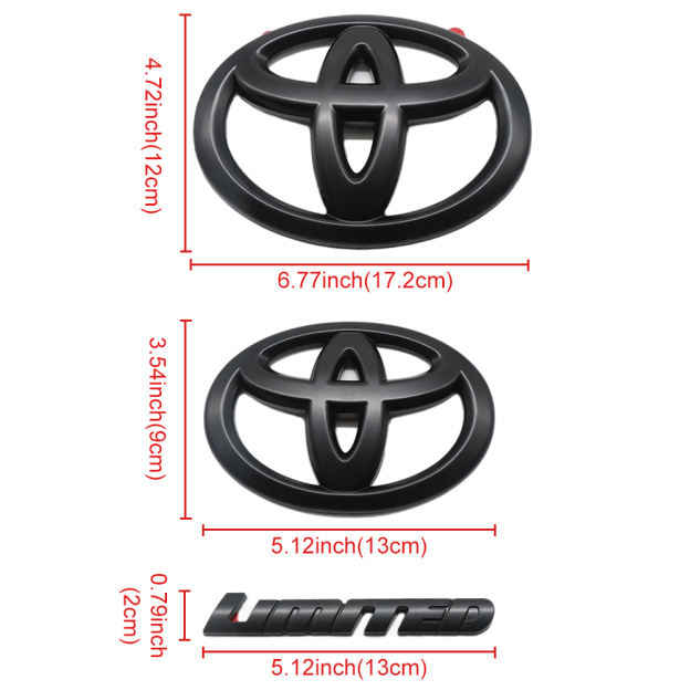 4pcs 2008-2021 Sequoia Limited Plastic Front Grille Rear Tailgate Overlay Emblem Matte Black Toyota 75311-0C030