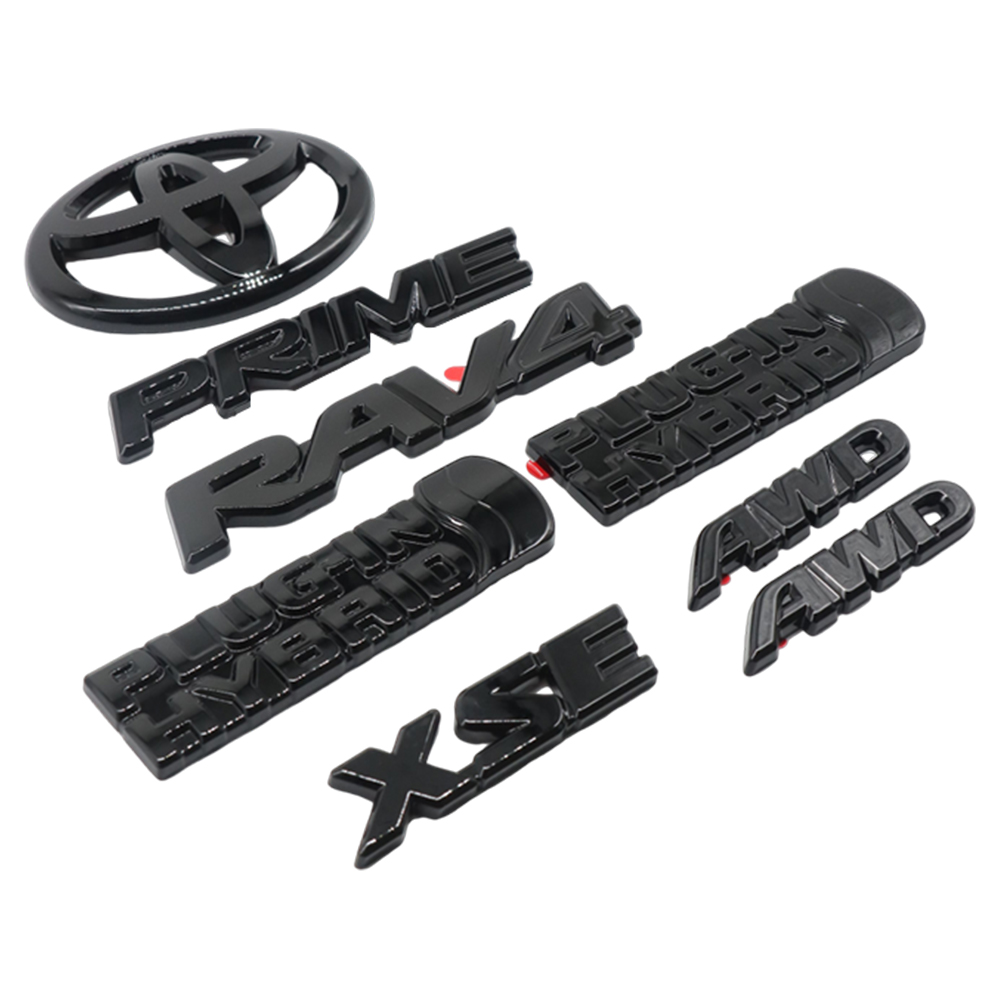 8pcs 2021-2024 RAV4 Prime XSE AWD Emblem Overlay Gloss Blackout Toyota