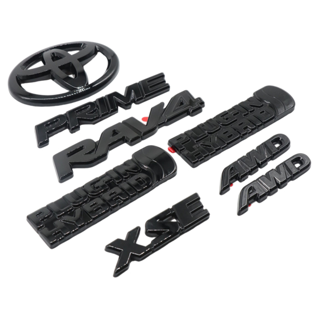 8pcs 2021-2024 RAV4 Prime XSE AWD Emblem Overlay Gloss Blackout Toyota