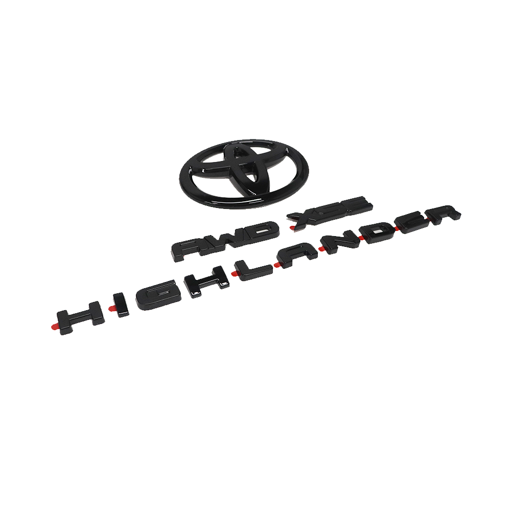 4pcs 2021-2025 Highlander XSE AWD Plastic Rear Tailgate Overlay Emblem Glossy Black Toyota PT948-48200-02
