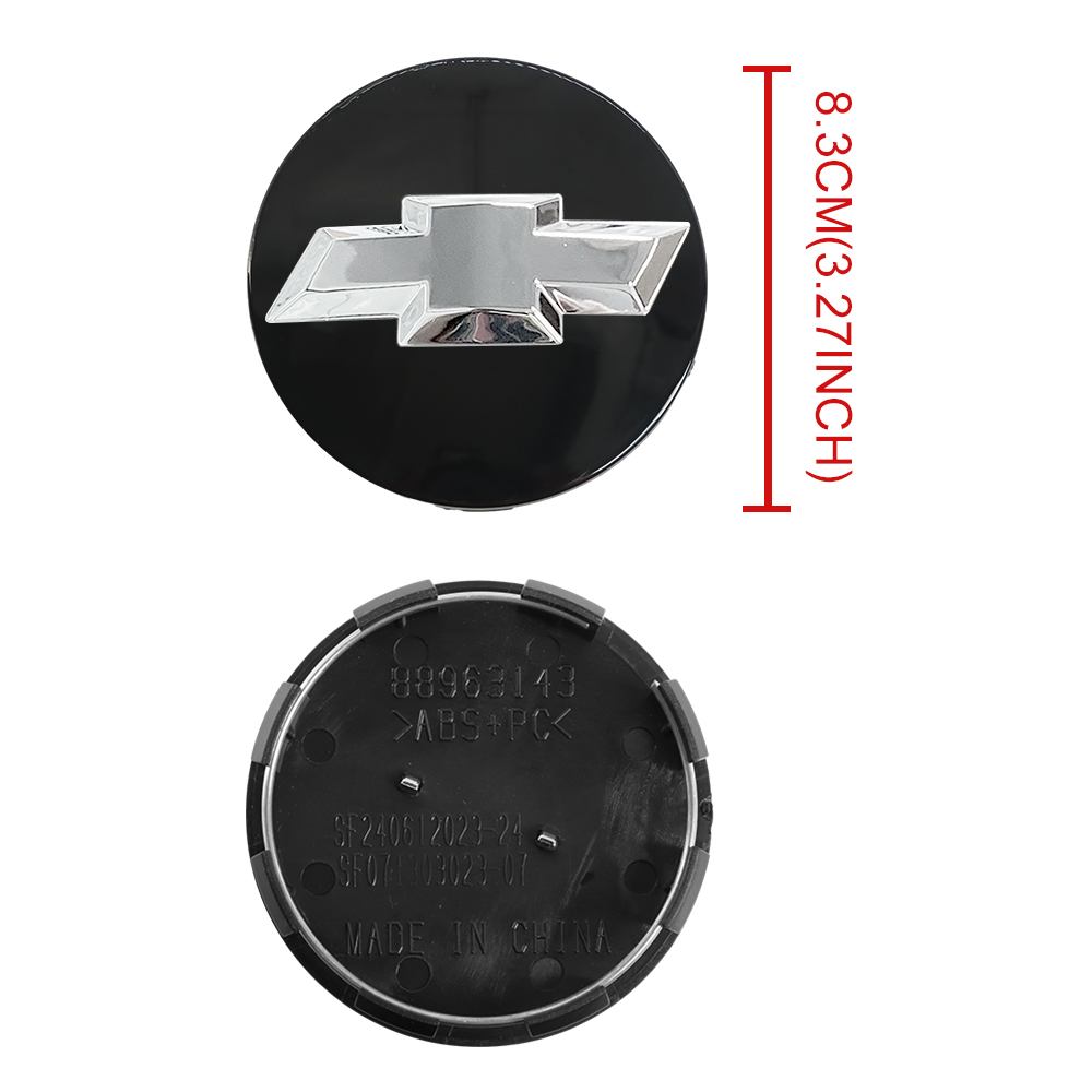 4Pcs 2014-2021 Silverado Suburban Tahoe Plastic Wheel Center Caps Gloss Black Chevrolet