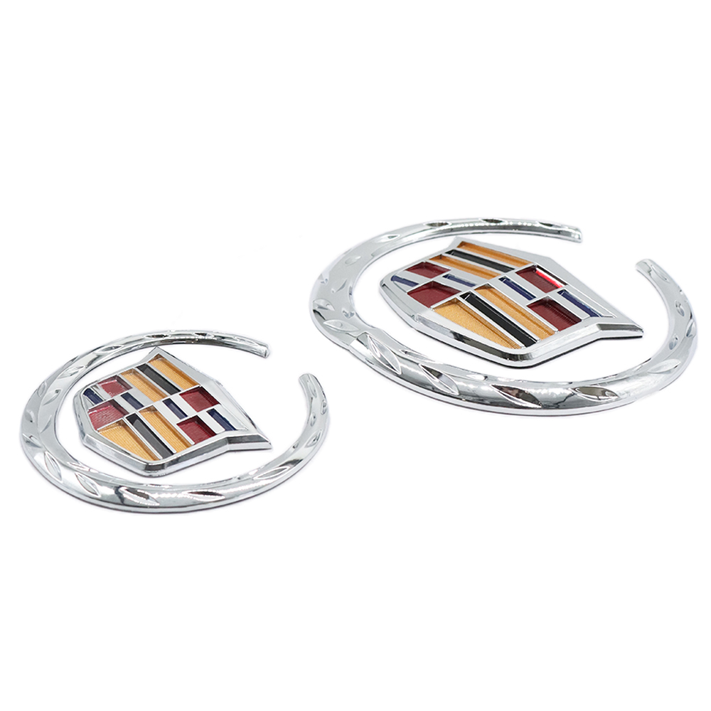 2Pcs Escalade SRX CTS CT6 ATS DTS Plastic Front Grille Rear Emblem Chrome Cadillac