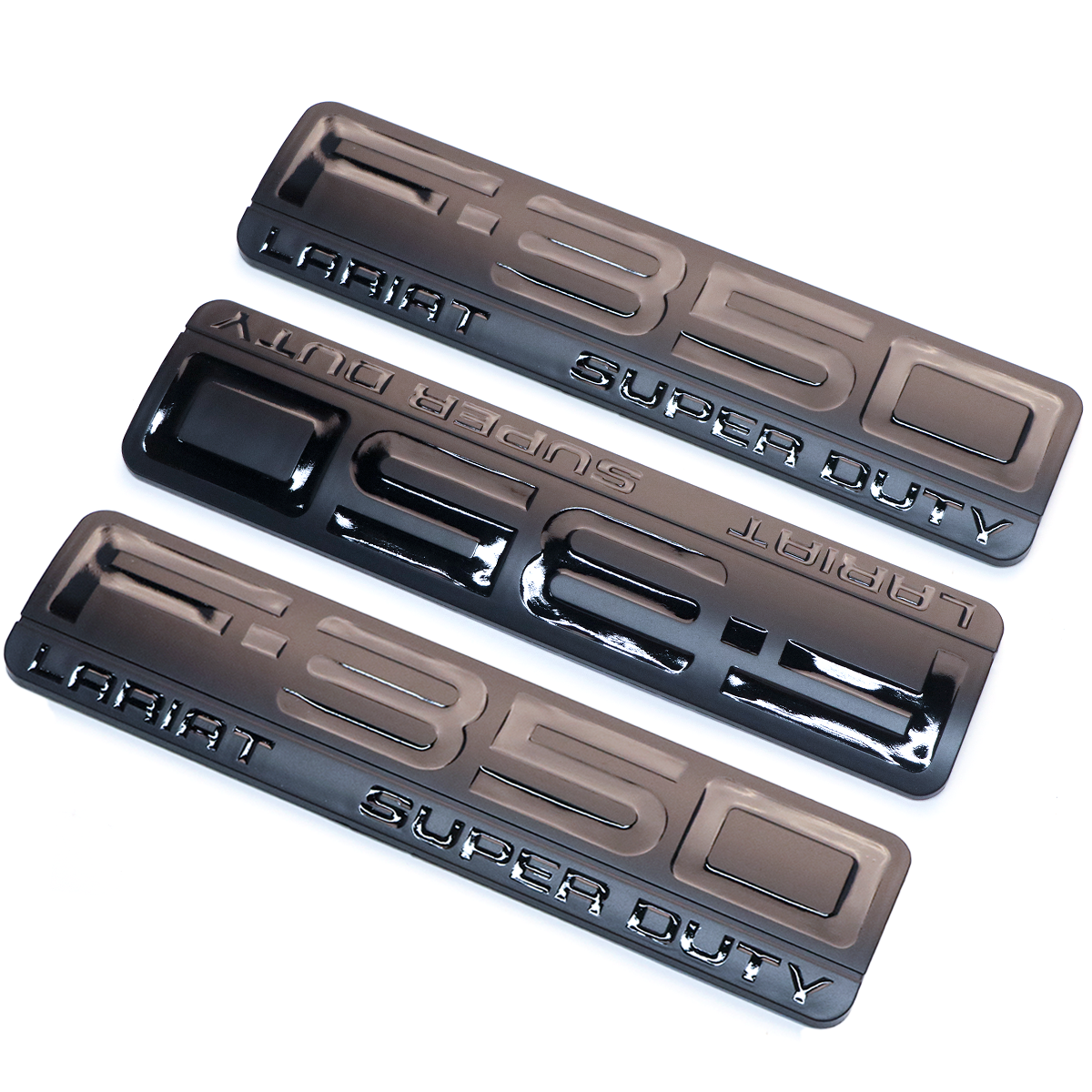 3Pcs 2005-2007 F-350 Lariat Super Duty Fender & Tailgate Badge ABS Black Ford 3D Sticker Decal Nameplate