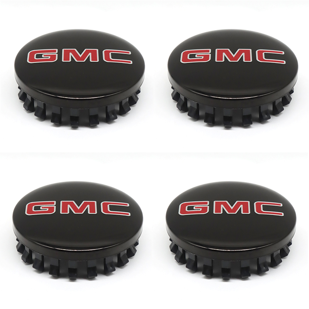 4PCS 2014-2020 Sierra Yukon Denali Plastic 83mm Wheel Center Caps Black Red GMC