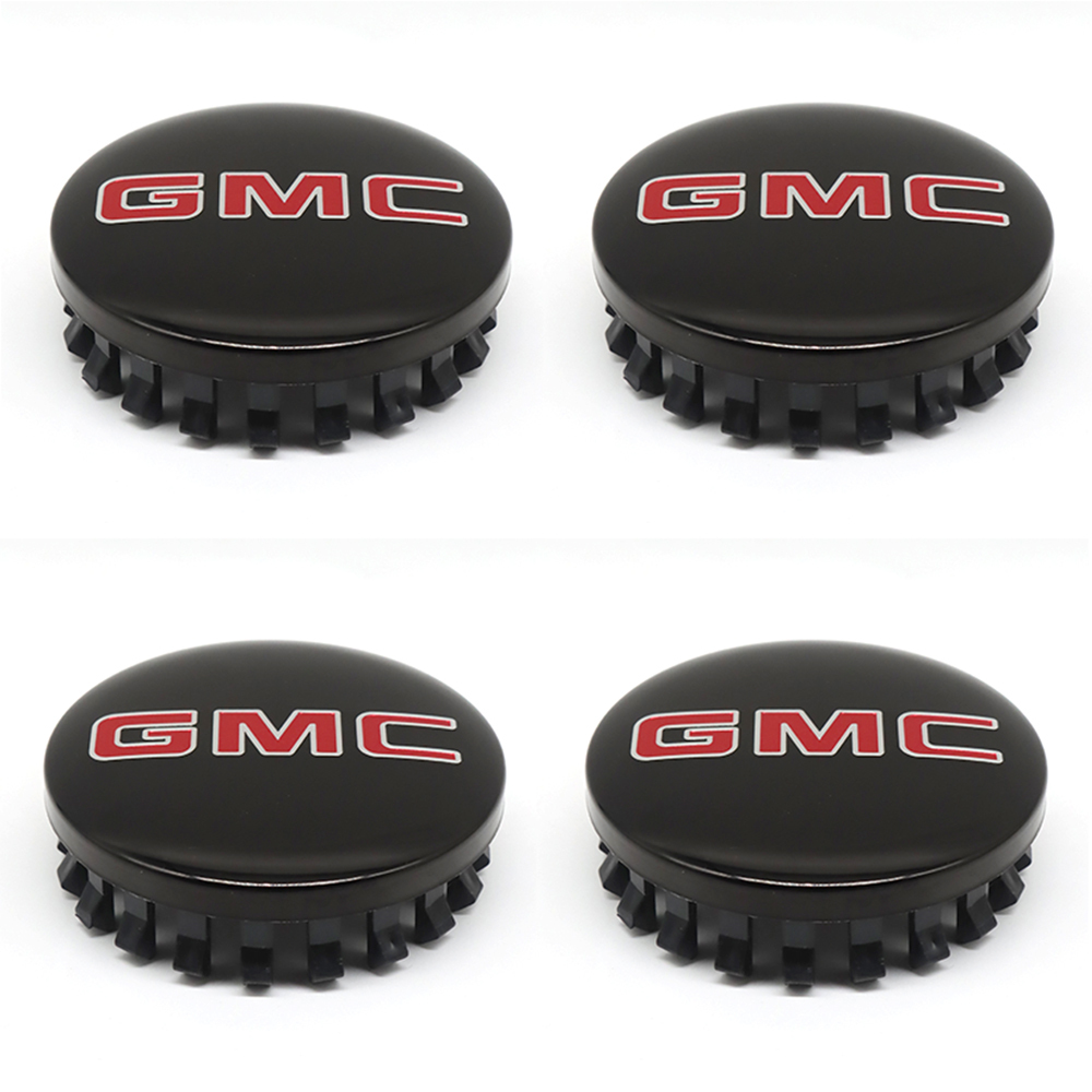 4PCS 2014-2020 Sierra Yukon Denali Plastic 83mm Wheel Center Caps Black Red GMC