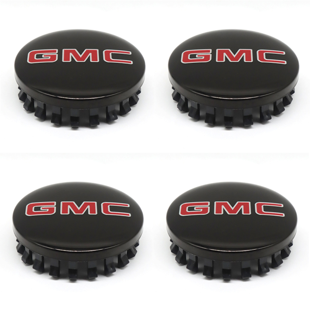 4PCS 2014-2020 Sierra Yukon Denali Plastic 83mm Wheel Center Caps Black Red GMC