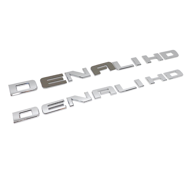 2Pcs 2011-2019 Sierra Denali 2500HD 3500HD Plastic Side Door Tailgate Letters Gloss Silver GMC