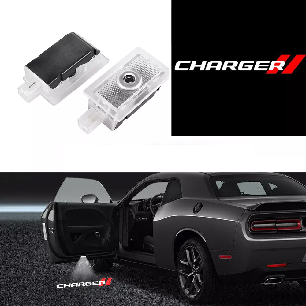 2pcs For 2006-2023 Charger // Car LED Door Projector Puddle Lights HD Lamps White Red Dodge 