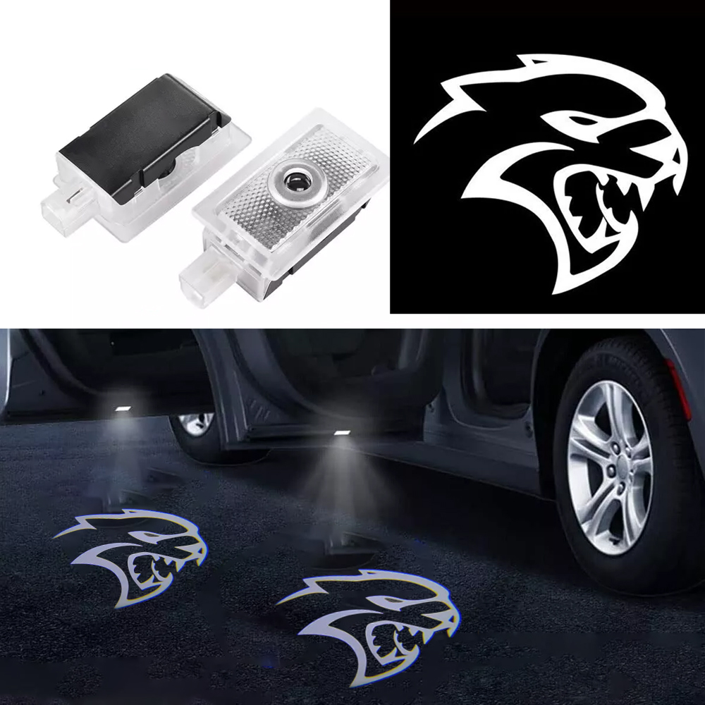 2pcs For 2006-2023 Charger Hellcat HD Car LED Door Courtesy Puddle projector Light White Dodge 