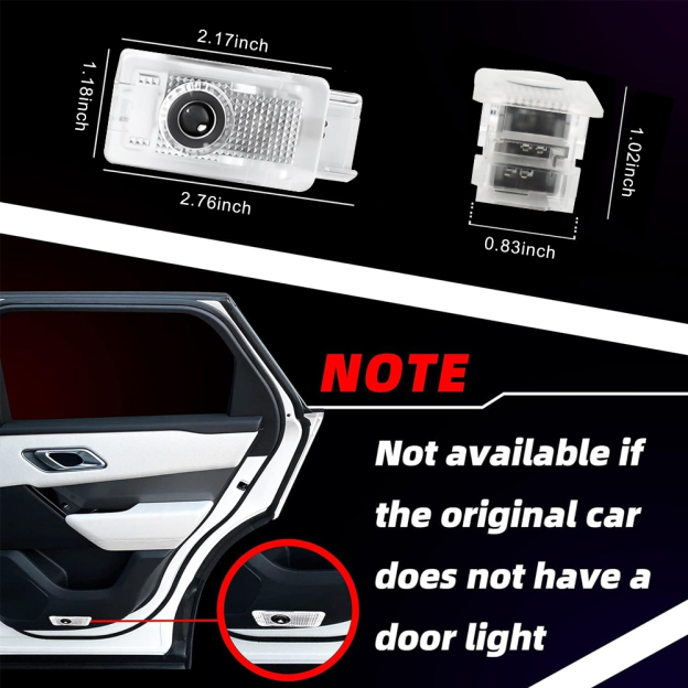 2PCS ATS SRX XT4-XT6 Quartz Glass Non-fading Ghost LED Door Step Courtesy Shadow Lights White Cadillac