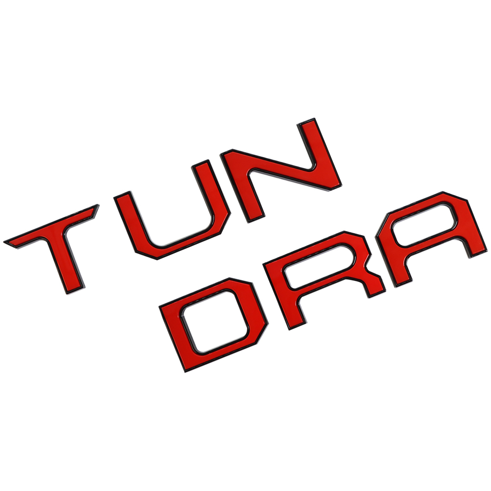 1Pc 2014-2021 Tundra ABS Plastic 3D Raised Rear Trunk Tailgate Letters double-layer Black Red Toyota