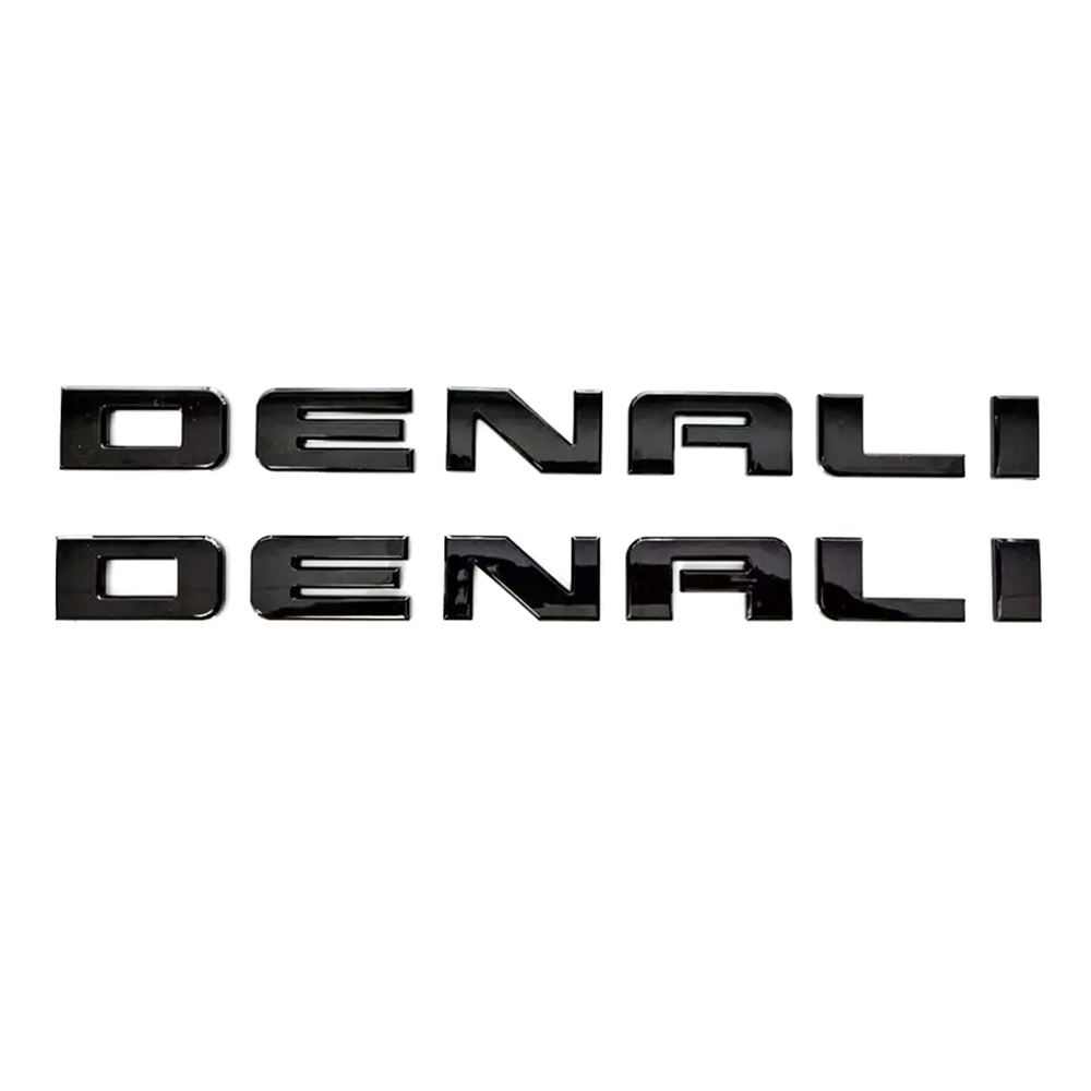 2Pcs 2017-2020 Canyon Sierra Terrain Plastic Door Tailgate Denali Letter Gloss Black GMC