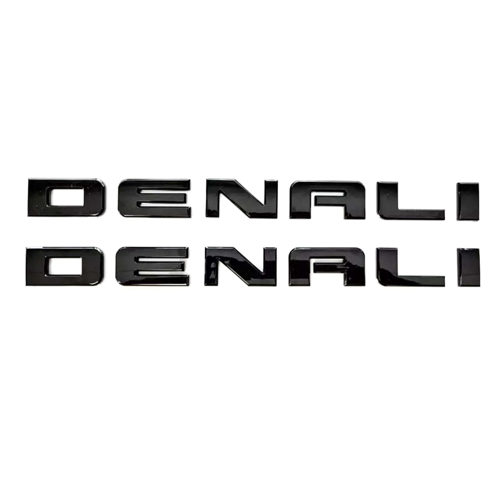 2Pcs 2017-2020 Canyon Sierra Terrain Plastic Door Tailgate Denali Letter Gloss Black GMC