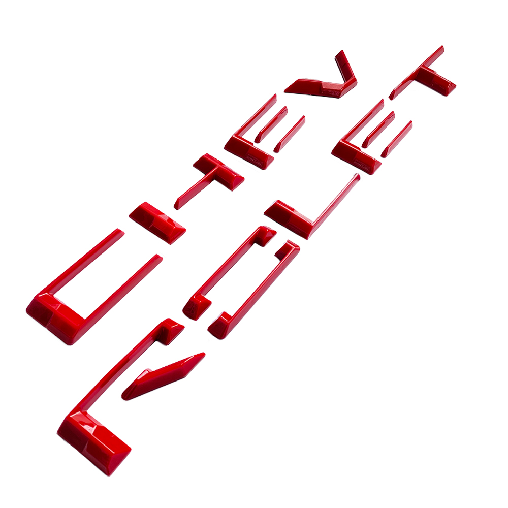 2019-2023 Silverado 1500 Plastic Front Grille Insert Letters Gloss Red Chevrolet