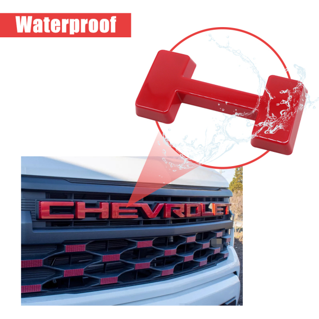 2022-2026 Silverado Custom ABS Plastic Front Grille Overlay Letter Gloss Red Chevrolet