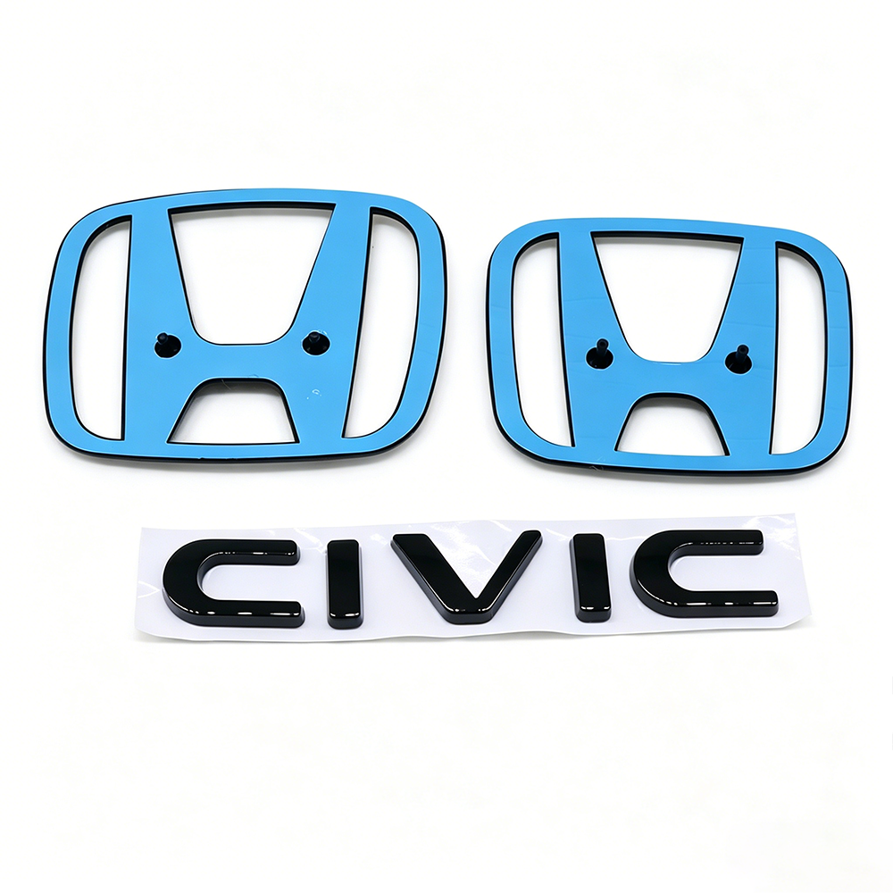 1Set 2015-2021 Civic ABS Front Grille Trunk H+ Emblem Gloss Black Honda 75722-TBA-A00
