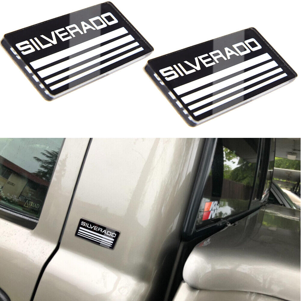 2pcs 1988-1998 Silverado Acrylic Cab Roof Side Pillar Plate Badge Black white Chevrolet