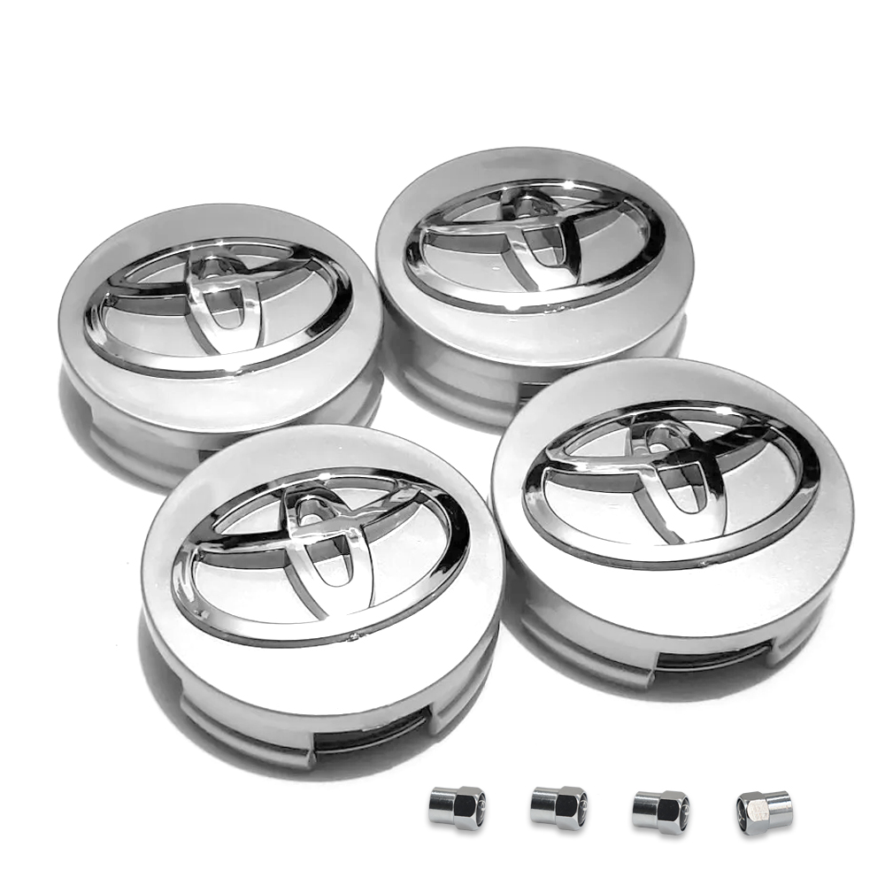 8pcs 2011-2020 Camry Plastic Wheel Center Hub Tire Air Valve Stem Caps 62mm Black Chrome Toyota 42603-08020