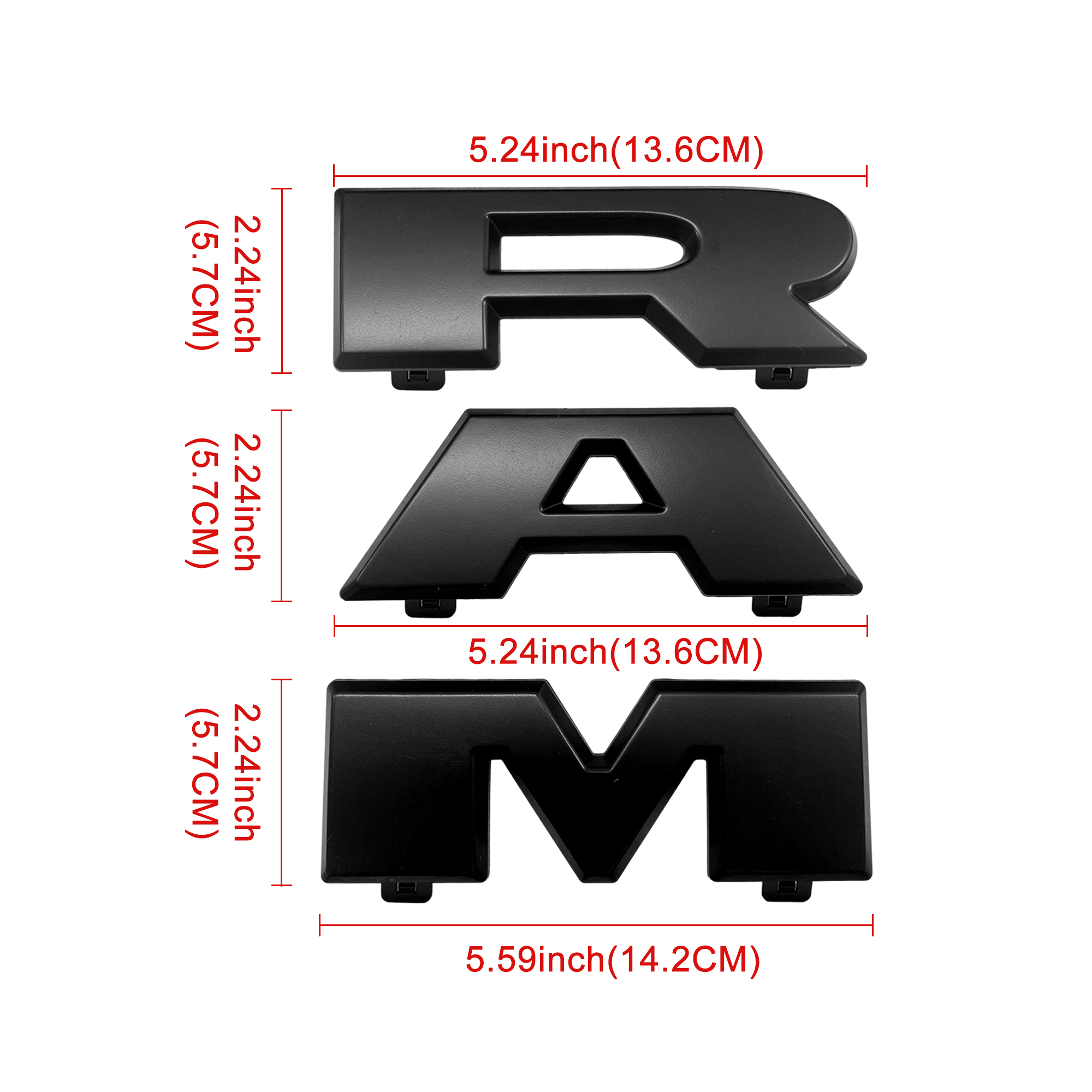 Dodge Ram 1500 2019-2023 Emblem Side Door / Front Grille / Rear Tailgate Rams Head / 4x4 Badge Nameplate Matte Black 68298470AA, 68276327AA