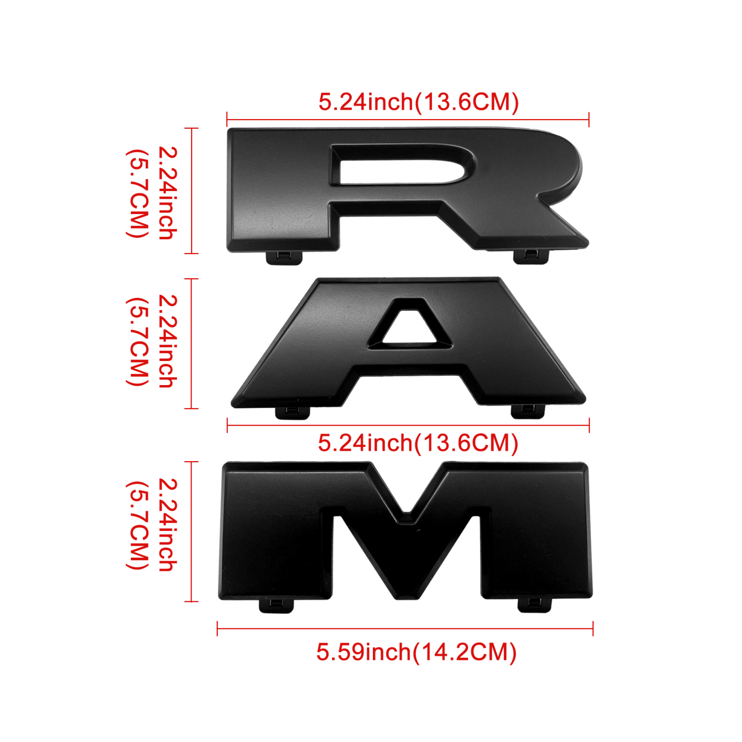 Dodge Ram 1500 2019-2023 Emblem Side Door / Front Grille / Rear Tailgate Rams Head / 4x4 Badge Nameplate Matte Black 68298470AA, 68276327AA