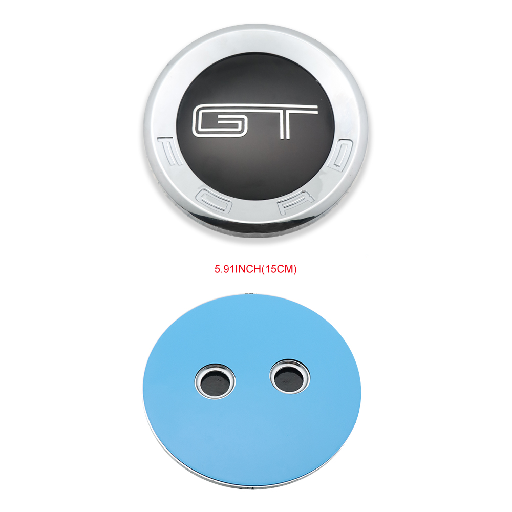 Universal GT Mustang Round Badge Chrome Black 5.9"/15cm Adhesive Badge Ford