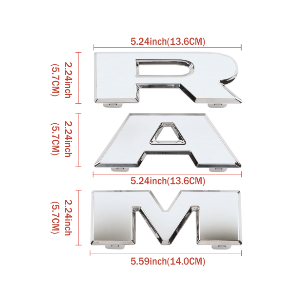 5PCS 2019-2024 Ram 1500 Door / Grille / Tailgate 4x4 Letter Chrome Emblem 68250541AA