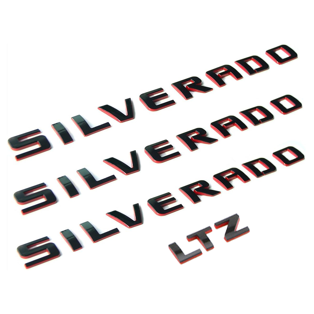 4pcs 2007-2018 Silverado 1500 2500 Plastic Front Rear Door Side Tailgate Letters Black Red Chevrolet